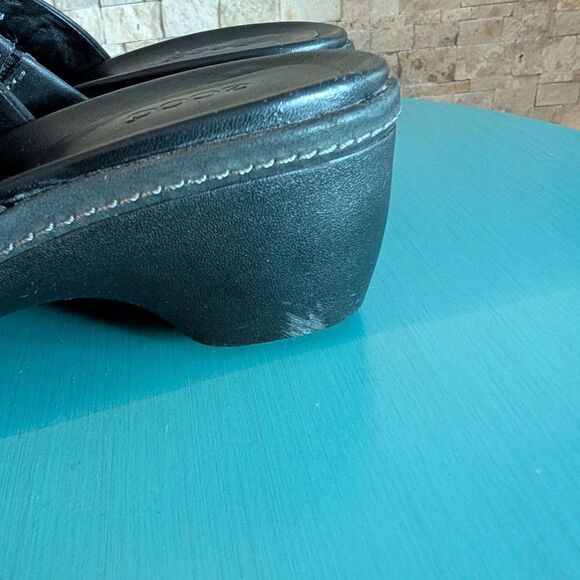 ECCO Women's Black Woven Leather Studded Clogs EU 38 US 7.5 Granola Comfort Boho - Picture 6 of 11